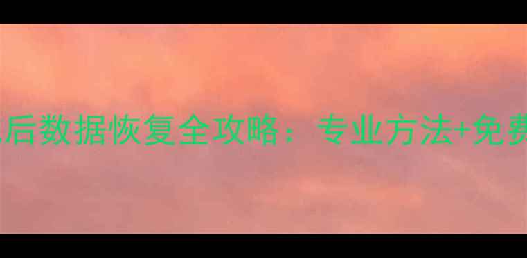 固态硬盘格式化后数据恢复全攻略专业方法免费工具操作指南