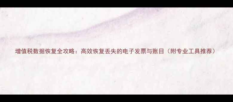 增值税数据恢复全攻略高效恢复丢失的电子发票与账目附专业工具推荐