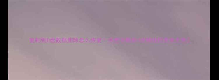 复制到U盘数据删除怎么恢复手把手教你3分钟找回丢失文件