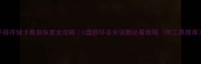 图片 外接存储卡数据恢复全攻略｜U盘损坏丢失误删必看教程（附工具推荐）