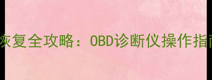 图片 大众累计行驶数据恢复全攻略：OBD诊断仪操作指南与4S店技术支持1