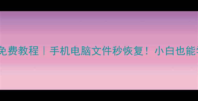 大白菜数据恢复免费教程手机电脑文件秒恢复小白也能学会的实用攻略