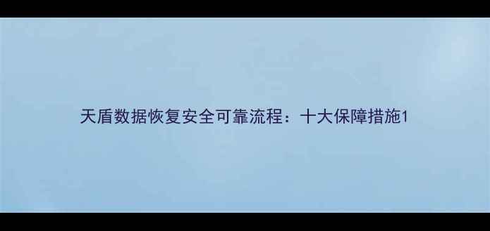 天盾数据恢复安全可靠流程十大保障措施