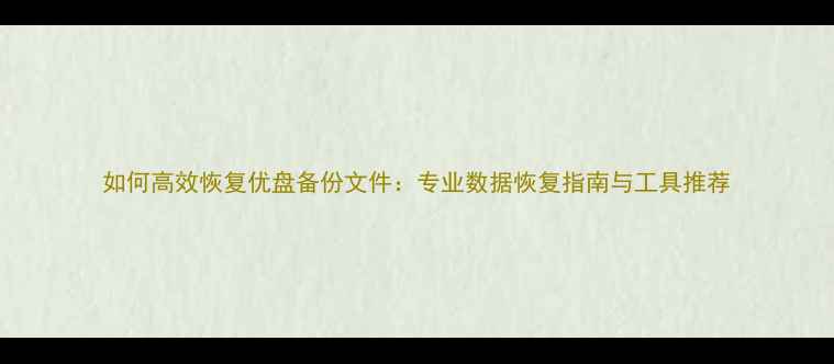 图片 如何高效恢复优盘备份文件：专业数据恢复指南与工具推荐