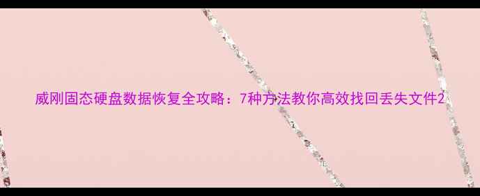 图片 威刚固态硬盘数据恢复全攻略：7种方法教你高效找回丢失文件2