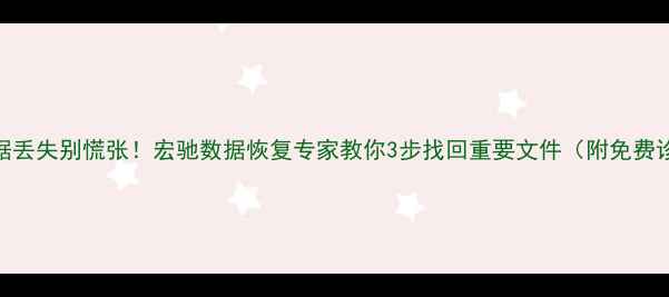 存储卡数据丢失别慌张宏驰数据恢复专家教你3步找回重要文件附免费诊断通道
