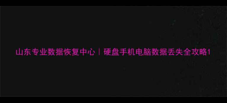 图片 山东专业数据恢复中心｜硬盘手机电脑数据丢失全攻略1