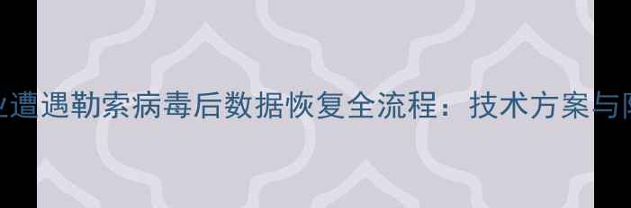 山东企业遭遇勒索病毒后数据恢复全流程技术方案与防护指南