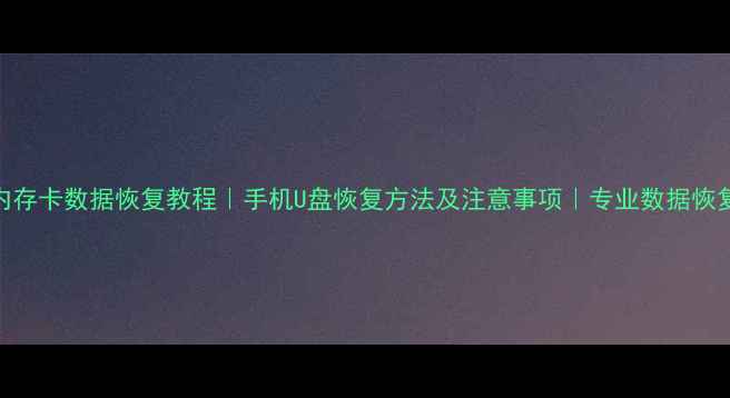 已格式化内存卡数据恢复教程手机U盘恢复方法及注意事项专业数据恢复步骤详解