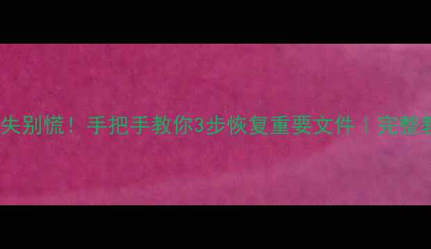 图片 录像机数据丢失别慌！手把手教你3步恢复重要文件｜完整教程+避坑指南