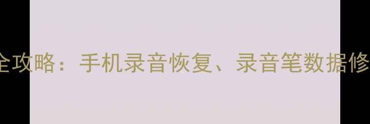 录音文件找回全攻略手机录音恢复录音笔数据修复及注意事项