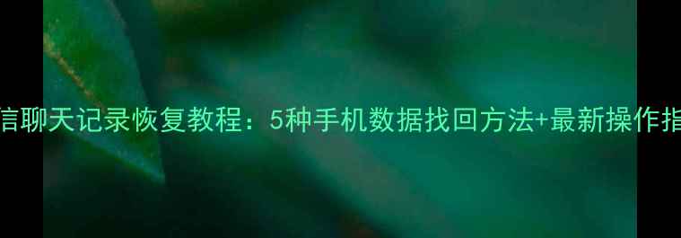 图片 微信聊天记录恢复教程：5种手机数据找回方法+最新操作指南