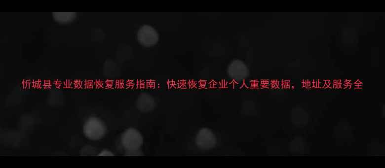 忻城县专业数据恢复服务指南快速恢复企业个人重要数据地址及服务全