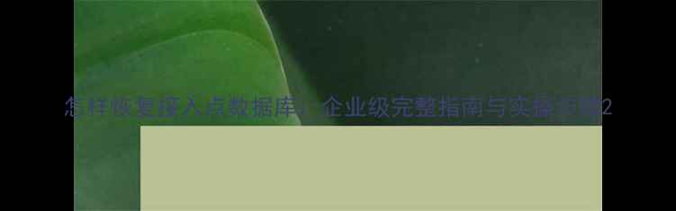 图片 怎样恢复接入点数据库：企业级完整指南与实操步骤2