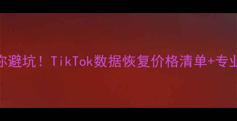 手把手教你避坑TikTok数据恢复价格清单专业机构推荐