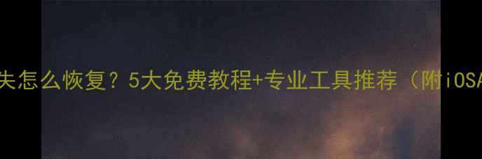 手机应用数据丢失怎么恢复5大免费教程专业工具推荐附iOSAndroid全攻略