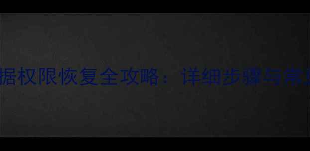 手机应用数据权限恢复全攻略详细步骤与常见问题解答
