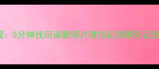 图片 手机数据恢复免费教程：5分钟找回误删照片微信记录聊天记录（附图文操作指南）1