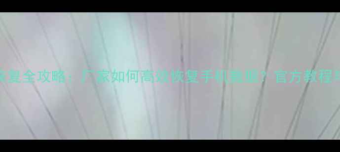 手机数据恢复全攻略厂家如何高效恢复手机数据官方教程与常见误区