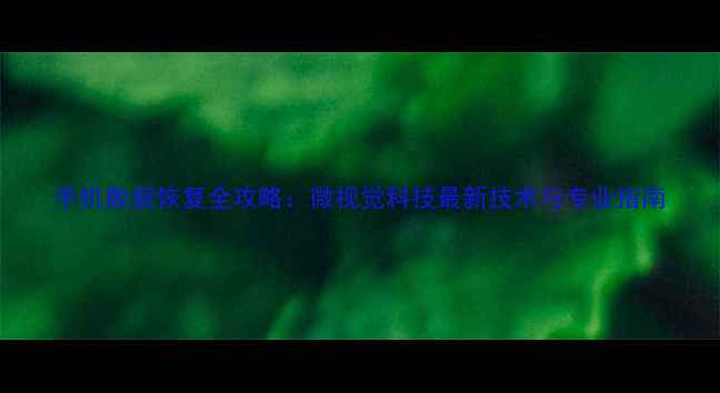 图片 手机数据恢复全攻略：微视觉科技最新技术与专业指南