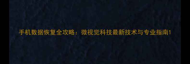 图片 手机数据恢复全攻略：微视觉科技最新技术与专业指南1