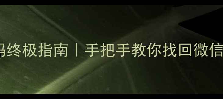 图片 手机数据恢复忘记密码终极指南｜手把手教你找回微信聊天记录照片通讯录1