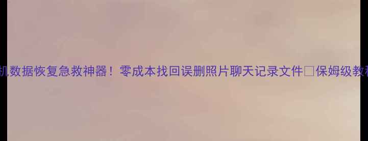 图片 手机数据恢复急救神器！零成本找回误删照片聊天记录文件📱保姆级教程1