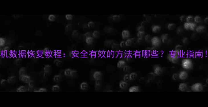 图片 手机数据恢复教程：安全有效的方法有哪些？专业指南！1