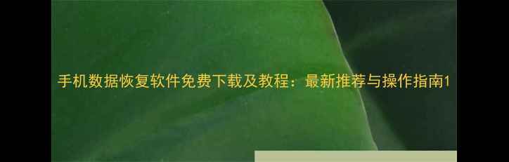 手机数据恢复软件免费下载及教程最新推荐与操作指南
