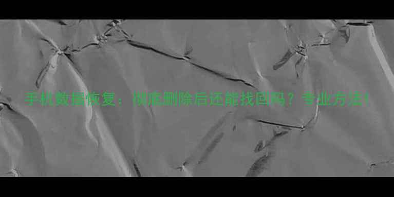 手机数据恢复彻底删除后还能找回吗专业方法