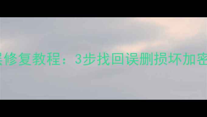 手机照片数据恢复底层修复教程3步找回误删损坏加密照片附工具推荐