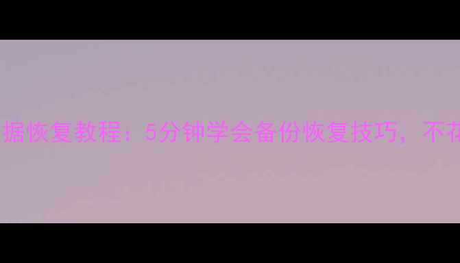 手机电脑数据恢复教程5分钟学会备份恢复技巧不花冤枉钱