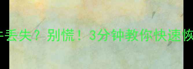 图片 手机电脑文件丢失？别慌！3分钟教你快速恢复数据📱💾2
