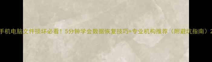 图片 手机电脑文件损坏必看！5分钟学会数据恢复技巧+专业机构推荐（附避坑指南）2