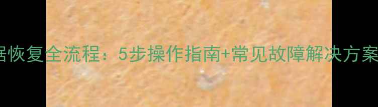 手机电脑硬盘数据恢复全流程5步操作指南常见故障解决方案附真实案例