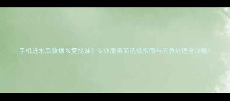 手机进水后数据恢复找谁专业服务商选择指南与应急处理全攻略