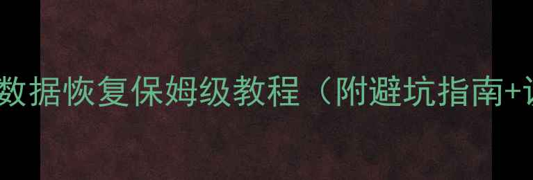 执法记录仪数据恢复保姆级教程附避坑指南设备清单