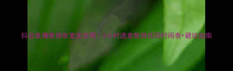 图片 抖音直播数据恢复全流程｜2小时速查数据找回时间表+避坑指南