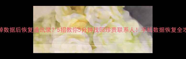 抹掉数据后恢复通讯录5招教你5分钟找回珍贵联系人手机数据恢复全攻略
