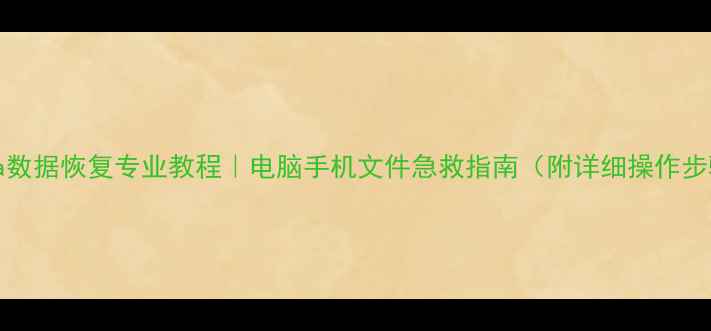 推荐FinalData数据恢复专业教程电脑手机文件急救指南附详细操作步骤避坑攻略