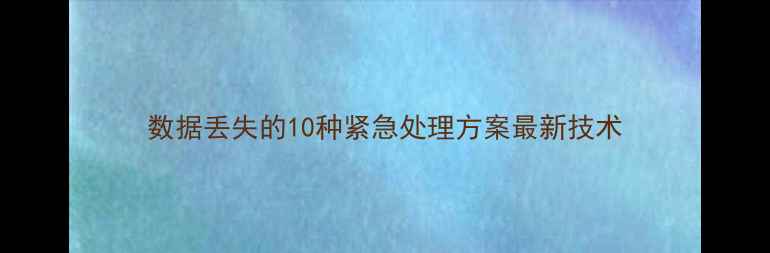 图片 数据丢失的10种紧急处理方案最新技术