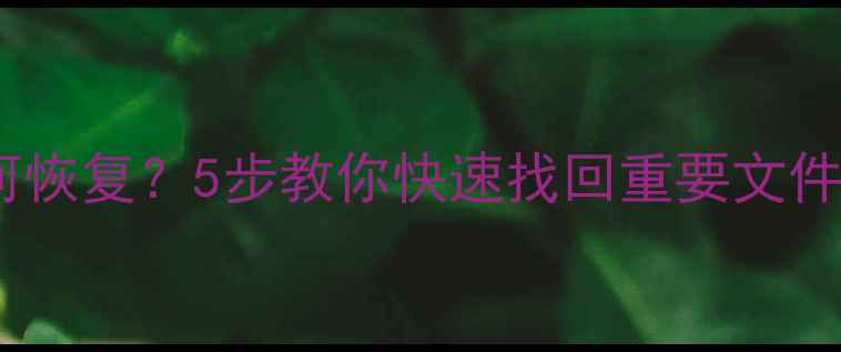 图片 数据传输中断如何恢复？5步教你快速找回重要文件（附工具推荐）1