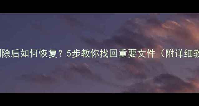 图片 数据删除后如何恢复？5步教你找回重要文件（附详细教程）2