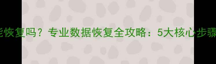 数据删除后还能恢复吗专业数据恢复全攻略5大核心步骤与3种避坑指南