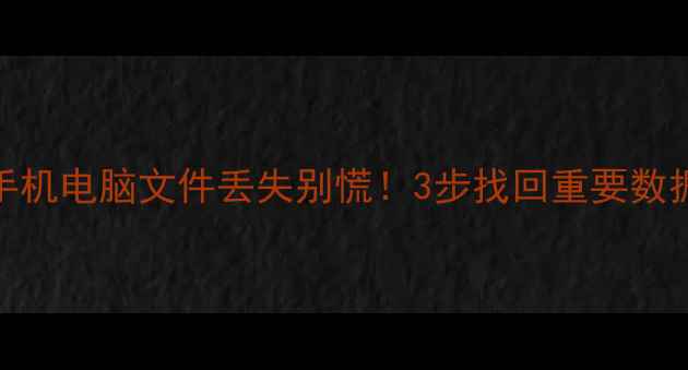 图片 数据恢复+数据分析案例全手机电脑文件丢失别慌！3步找回重要数据+避坑指南（附工具推荐）