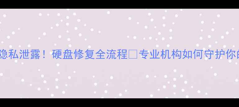 数据恢复隐私泄露硬盘修复全流程专业机构如何守护你的隐私安全