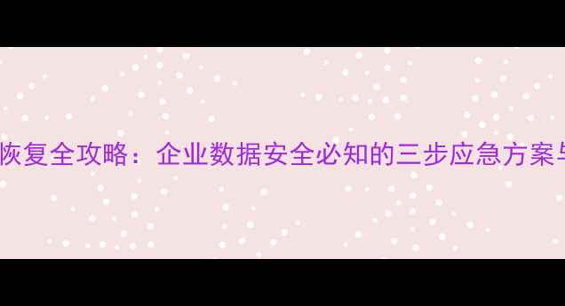 数据恢复与灾难恢复全攻略企业数据安全必知的三步应急方案与五项核心原则
