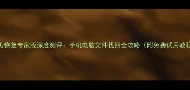 图片 数据恢复专家版深度测评：手机电脑文件找回全攻略（附免费试用教程）