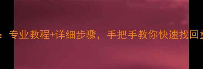图片 数据恢复修复SD卡全攻略：专业教程+详细步骤，手把手教你快速找回重要数据（附工具推荐）2