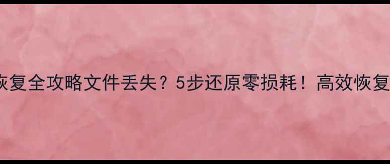 数据恢复全攻略文件丢失5步还原零损耗高效恢复指南